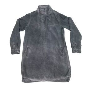 Inizio Shirt Dress Womens Large Blue Midi Collar Lagenlook Made In Italy